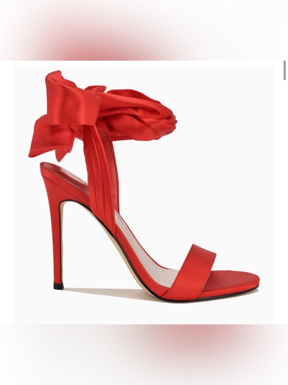 Red Satin Ankle-Tie Heels